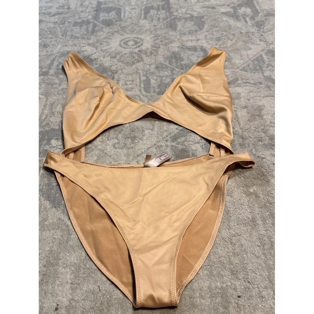Skims Wet Jersey Bodysuit Womens Sz Large Cutout Shapewear